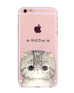 Iphone7 painted mobile phone shell cartoon cat8/X/6s/7P transparent TPU soft shell factory custom