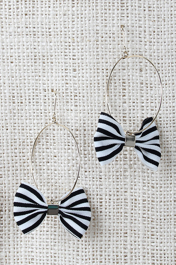 Striped Bows Hoop Earrings